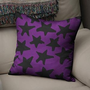 BonaMaison Decoratieve Kussensloop, Paars en zwart Kussenhoezen Bank, Zitkussen, Decoratieve Kussenhoesjes, Kussensloop; Sofa, Slaapkamer, Kantoor, Auto 43x43 Cm - Ontworpen en Vervaardigd in Turkije