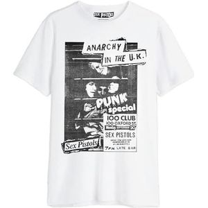 cotton division T-shirt Unisex The Sex Pistols ""Anarchy in The U.K"", referentie: MESEXPISTS008, wit, maat 3XL, Wit, 3XL