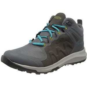 KEEN Dames Explore Mid Hoogte Waterdichte Hoge Stijging Wandelschoenen, Zwart Staal Grijs Helder Turkoois 003, 40.5 EU