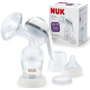 NUK Handmatige borstkolf, zachte siliconen lager, ergonomische hendel, met Perfect Match fles, 150 ml