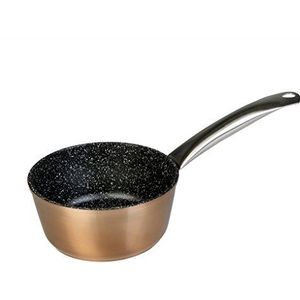 WECOOK! Professionele steelpan voor inductie, 18 cm, milieuvriendelijk, zonder PFOA, gesmeed aluminium, koperkleurig, 2,8 mm dik, handgrepen van roestvrij staal, glaskeramiek, gas, oven, vaatwasser