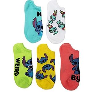 Disney Lilo & Stitch 5 Pack No Show Sokken voor dames, 9-11