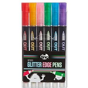 Tinc Sparkly Glitter Edge Pen Set voor kinderen om op school en thuis te gebruiken - Pack van 6, Multicolor