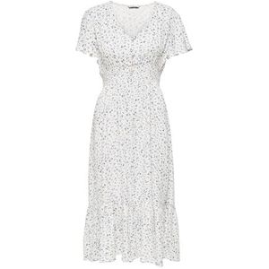 ONLY - ONLMARIANNE - Zomerjurk - Wit - Korte Mouwen - V-hals - Midi-lengte