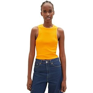 TOM TAILOR Denim Cropped Basic Top voor dames, 31684 - Bright Mango Orange, L/XL