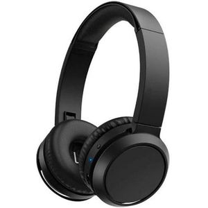 Zwarte bluetooth-hoofdtelefoon, helder geluid, draadloze verbinding, lichtgewicht ontwerp, ideaal voor muziek en gesprekken onderweg.