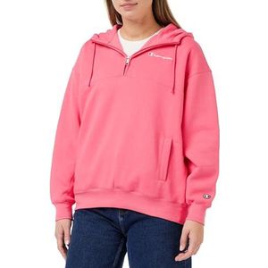 Champion Legacy American Classics W-Light Powerblend Fleece Oversized Half Zip Sweatshirt met capuchon voor dames, Neon Roze, L