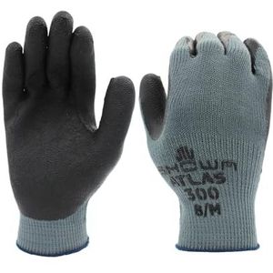 SHOWA Atlas 300B Fit Palm Coating natuurlijke rubberen handschoen, zwart, klein (pak van 12 paar)