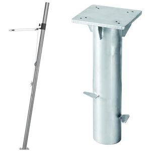 Schneider Mast voor zonnezeil, 251-00, staal, 11,8 kg & Schneider 897-00 Universele Bodemplaat, voor Parasol, Zilver