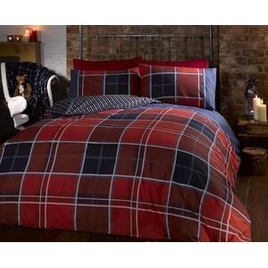 Rapport Argyle Tweepersoons beddengoed set rood, eenpersoonsbed