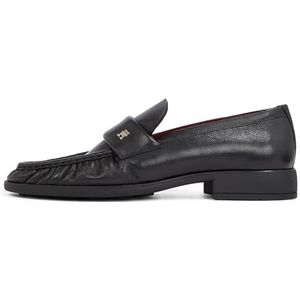 Tommy Hilfiger Dames Loafer Zachte Nappa Geplooide Teen FW0FW08362 Casual Schoenen, Zwart, 7.5 UK, Zwart, 42 EU