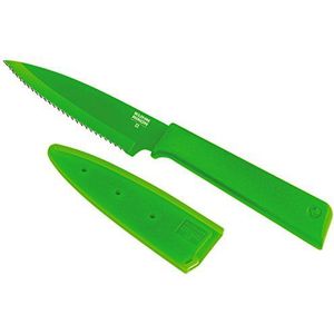 KUHN RIKON COLORI+ Gekartelde mes met lemmetbescherming, anti-aanbaklaag, roestvrij staal, 19 cm, groen
