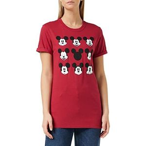 Disney Mickey Mouse T-shirt met gezicht voor dames, Rood (kardinaal rode auto), 34