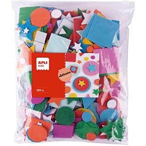 APLI Kids 18750 zak met 500 geometrische vormen van EVA-schuim, verschillende kleuren, knutselmateriaal