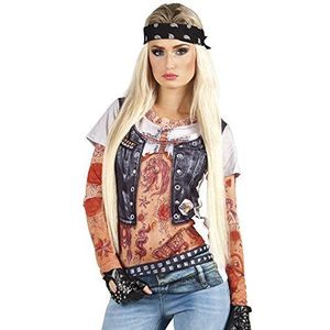 Boland - Fotorealistisch biker meisjes shirt, shirt met korte mouwen, T-shirt met motief opdruk, kostuum, carnaval, themafeest