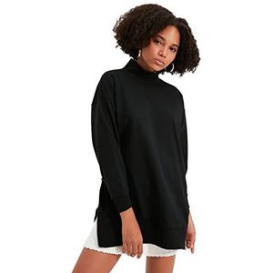 Trendyol Dames staande kraag effen oversized sweatshirt, zwart, M, Zwart, M