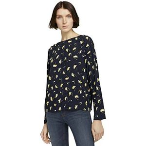 TOM TAILOR Denim Dames Losse blouse met knoopsluiting 1023019, 25298 - Navy Flower Alloverprint, L
