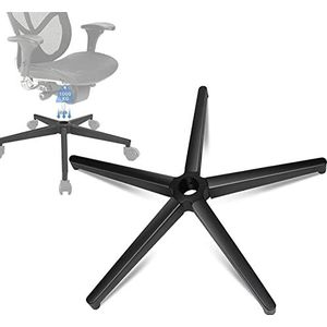 Bureaustoel kruisvoet, 5-sterren voetkruis met steun, zwart vijfhoekig metalen frame, draaistoel kruis, geschikt voor 11 mm x 22 mm wielen, 50 mm gasveer