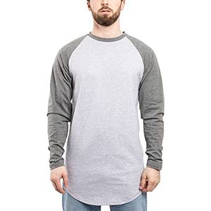 Blackskies Ronde Baseball Basic Longshirt | Korte Mouwen-T-shirt in grote maten, lange mouwen, raglanmouwen, lange thee, verschillende kleuren S, M, L, XL, Asgrijs-zilvergrijs., S Tall