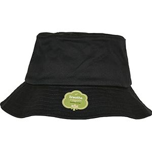 Yupoong Flexfit Unisex Bucket Hat van organisch katoen met flexibele band aan de binnenkant, vissershoed in zwart, wit of blauw, eenheidsmaat, zwart, Eén maat