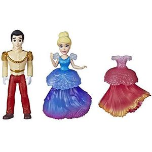 Disney Princess Assepoester en prins charmante verzamelobject kleine pop koninklijke clips mode speelgoed met extra jurk