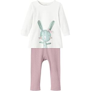 NAME IT Nbfkassandra Ls Tunic Set met lange mouwen, wit alyssum, 56 cm