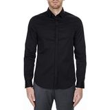 Armani Exchange Heren Smart Stretch Satijn Vrijetijdshemd, zwart, XS