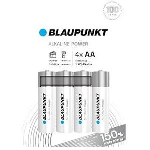 BLAUPUNKT AA alkalinebatterijen, verpakking van 4, voor wandklokken en tv-afstandsbedieningen, LR6BPO/4CP