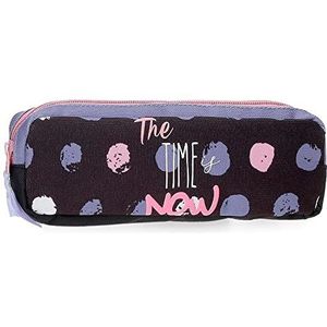 Roll Road Roll Road The Time is Now pennenetui, zwart, 22 x 7 x 3 cm, polyester, Blanco Y Gris, etui