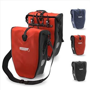 ACROPAQ Fietstas voor bagagedrager, 100% waterdicht, 25,4 l, met schouderriem en handgreep, rood