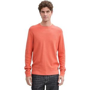 TOM TAILOR Basic gebreide trui voor heren van katoen, 37099 - koraalrood melange, XXL
