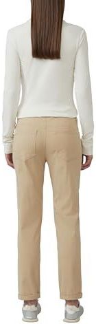 QS - Chino - Beige - Stretchkatoen - Slanke Pijp, Middelhoog, Riemlussen, Knoop- en Ritssluiting