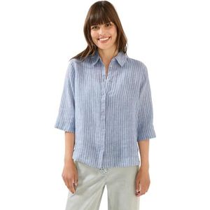Cecil - Chambray Forever Blue - Damesblouse - Korte Mouwen - Lichtgewicht Linnen Kwaliteit
