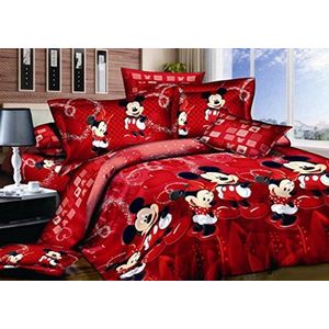 Haru Homie 100% Katoen Kids Omkeerbare Print Mickey Mouse Koppels Dekbedovertrek 3 STKS Beddengoed Set met Ritssluiting, Queen (geen Dekbed)