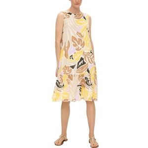 s.Oliver - Chiffon Jurk - Licht - Midi - Ronde Hals - Knoopsluiting