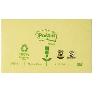 Post-it 655 notitieblok gerecycled papier, 100 vellen, geel