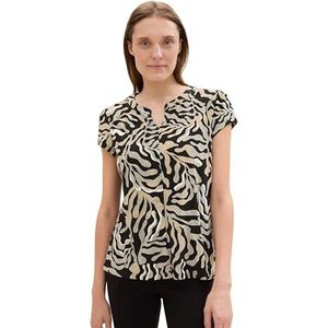 TOM TAILOR T-shirt voor dames, 35305 - Black Cut Palmtree Design, M