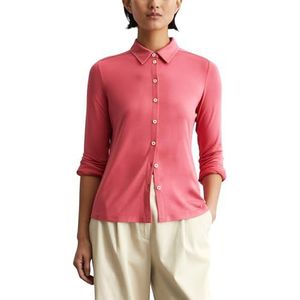 Marc O'Polo Dames jerseyblouse met stretchaandeel kanten kraag, Blushed Berry, XS