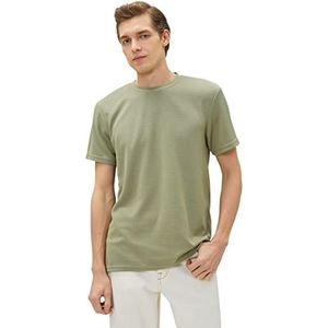 Koton Heren Basic T-shirt Ronde hals Korte Mouw Tissued, Groen (781), XL