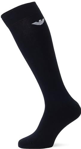 EMPORIO ARMANI Man's Casual katoenen 3-pack lange sokken, blauw, één maat, Blauw/Blauw/Blauw, One size