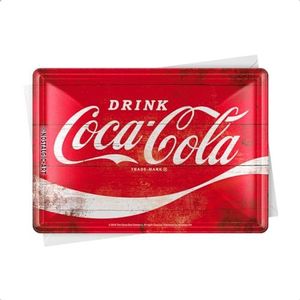Nostalgic-Art Retro blikken ansichtkaart, Coca-Cola, logo rood, cadeau-idee voor coke-fans, blikken postkaart, mini-bord in vintage design, 10 x 14 cm