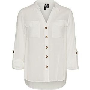 VERO MODA Dames Vmbumpy L/S Shirt New Noos Ptt Blouse, wit (snow white), M Petite