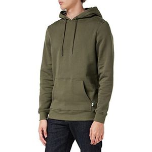 Urban Classics Heren capuchontrui van biologisch katoen Organic Basic Hoody, sweatshirt met capuchon voor mannen in vele kleuren, maten S - 5XL, olijfgroen, L