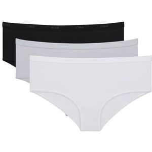 DIM Boxershorts voor dames, EcoDim katoen, extra platte afwerking, 3 stuks, Zwart/Wit/Grijs, XL