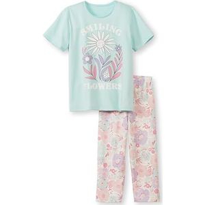 CALIDA Kids Flowers Pyjama 3/4 Pastel Blue, 1 stuk, maat 128, blauw (pastel blue), 128 cm