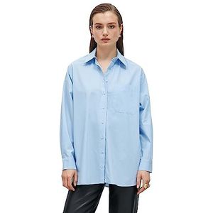 Koton Dames Pocket Detail Oversized Cotton Shirt, 653 (blauw), 38