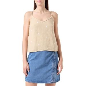 Pcmaya Slip Top, Safari/detail: helderwitte geborduurde bloemen, XS