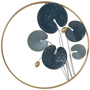DRW Wandlamp met cirkel en metalen bladeren, 70 x 5 cm