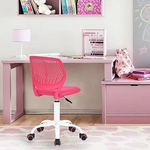 FurnitureR Ergonomische verstelbare hoogte-draaier, rolcomputer, uitvoerende stoel voor thuiskantoor, werkkamer, roze, plastic, 38 cm x 39 cm x 75-85 cm