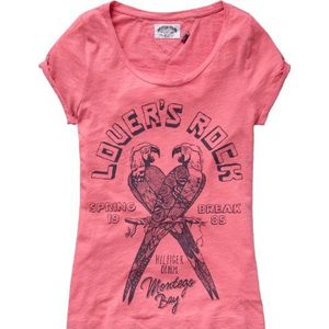 Hilfiger Denim Dames T-Shirt Slim Fit, All Over Print Paige cn Tee s/s / 1657614683, roze (660 / Desert Rose-pt), 38